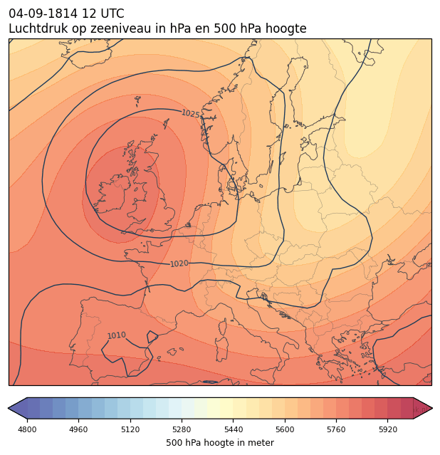 Weerkaart van 4 september 1814 om 12 UTC