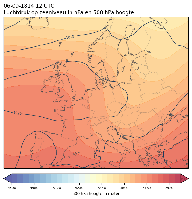 Weerkaart van 6 september 1814 om 12 UTC