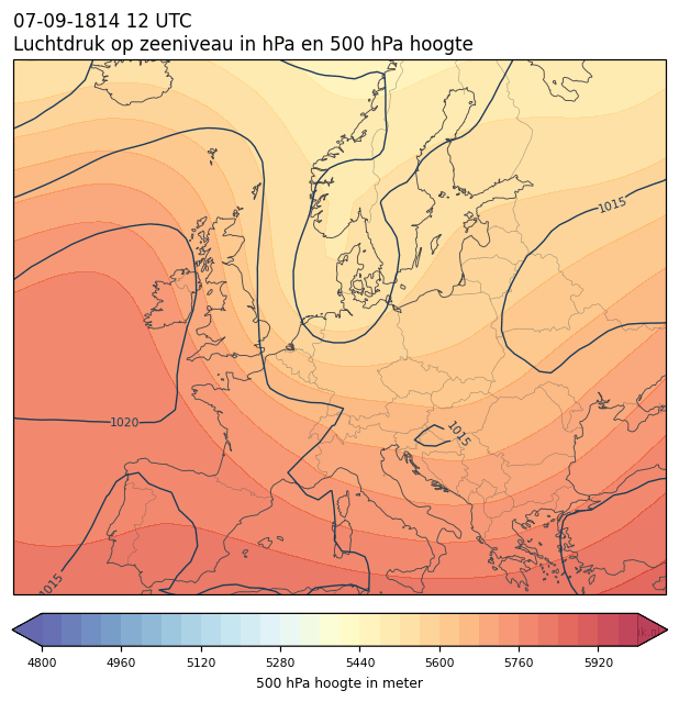 Weerkaart van 7 september 1814 om 12 UTC