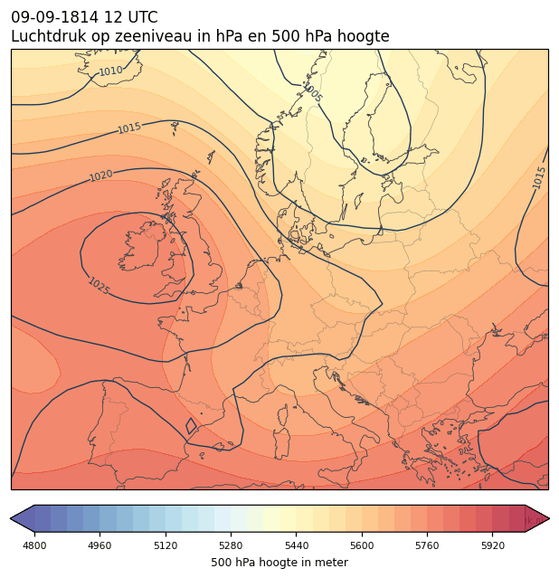 Weerkaart van 9 september 1814 om 12 UTC