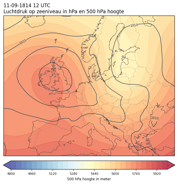 Weerkaart van 11 september 1814 om 12 UTC
