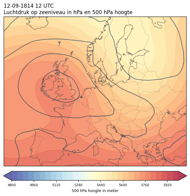 Weerkaart van 12 september 1814 om 12 UTC
