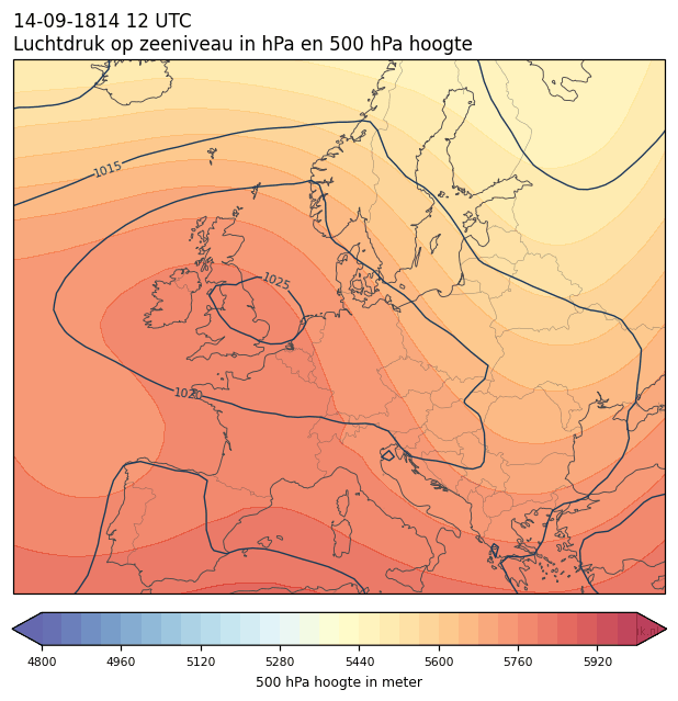 Weerkaart van 14 september 1814 om 12 UTC