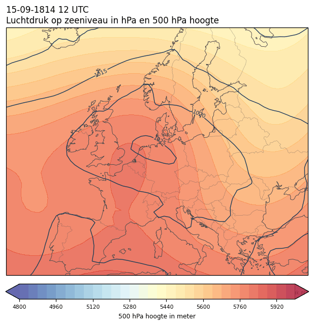 Weerkaart van 15 september 1814 om 12 UTC