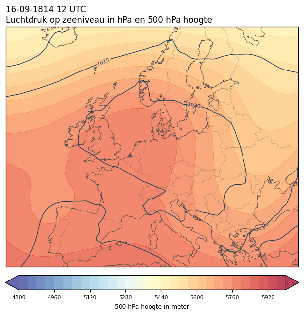 Weerkaart van 16 september 1814 om 12 UTC