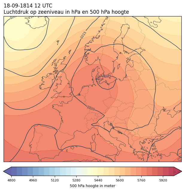 Weerkaart van 18 september 1814 om 12 UTC