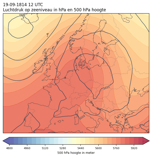 Weerkaart van 19 september 1814 om 12 UTC
