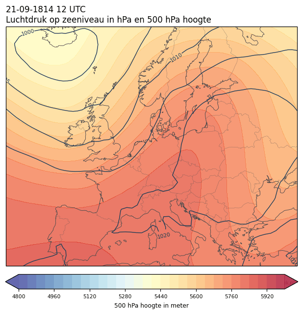 Weerkaart van 21 september 1814 om 12 UTC
