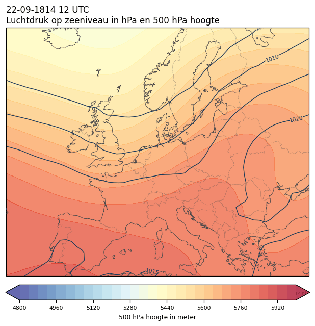 Weerkaart van 22 september 1814 om 12 UTC