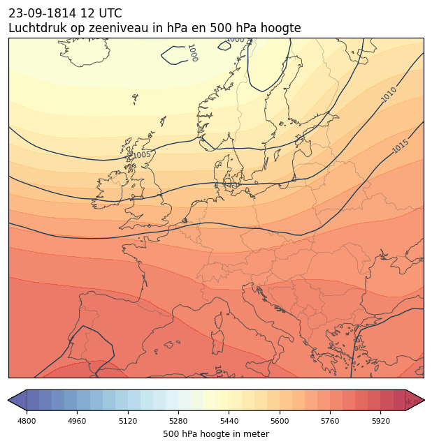Weerkaart van 23 september 1814 om 12 UTC