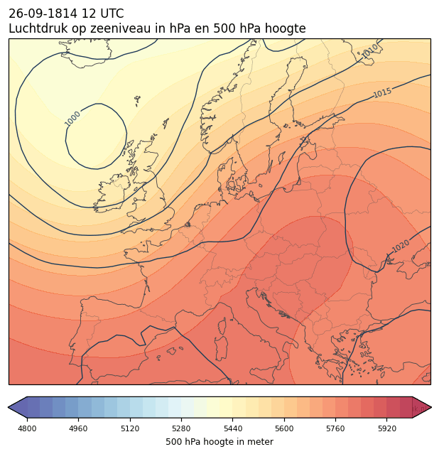 Weerkaart van 26 september 1814 om 12 UTC