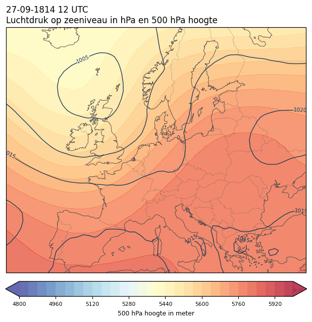Weerkaart van 27 september 1814 om 12 UTC