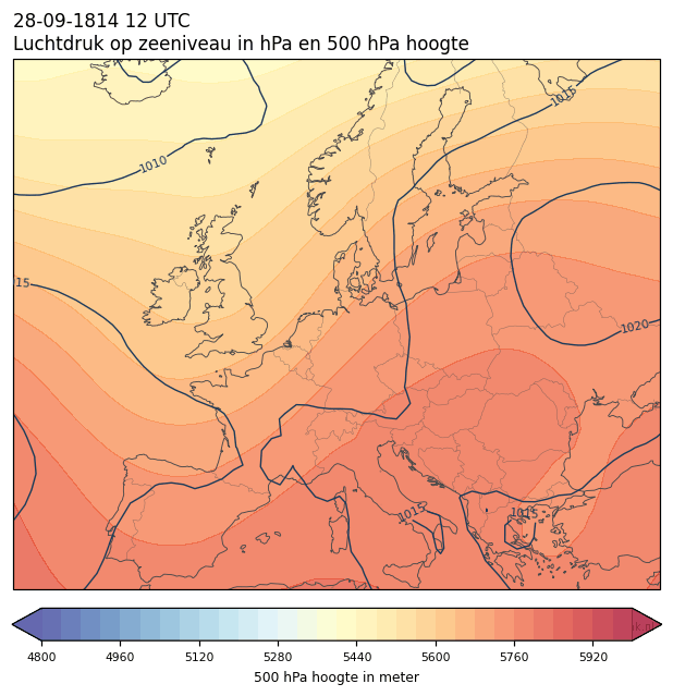 Weerkaart van 28 september 1814 om 12 UTC