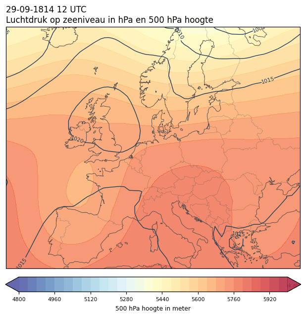 Weerkaart van 29 september 1814 om 12 UTC