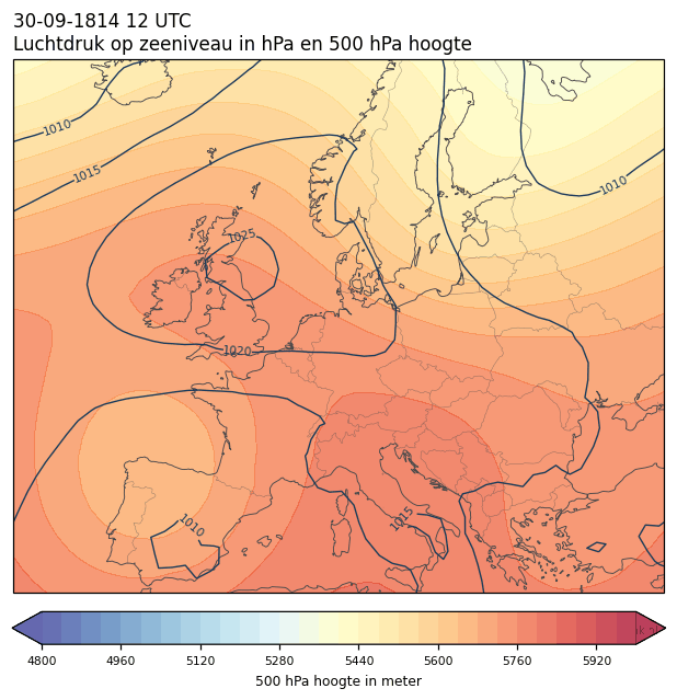 Weerkaart van 30 september 1814 om 12 UTC