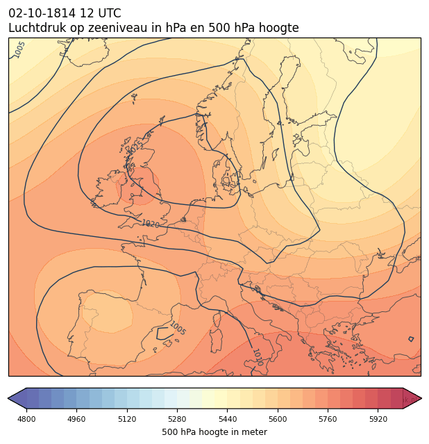 Weerkaart van 2 oktober 1814 om 12 UTC