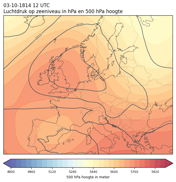 Weerkaart van 3 oktober 1814 om 12 UTC