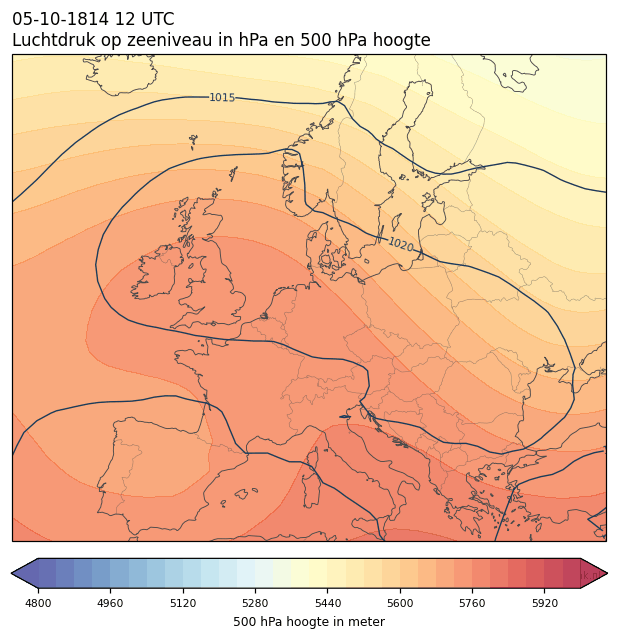 Weerkaart van 5 oktober 1814 om 12 UTC