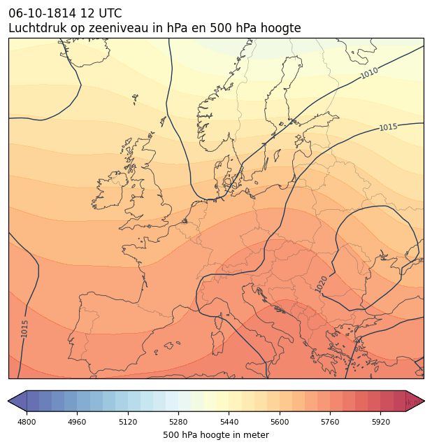 Weerkaart van 6 oktober 1814 om 12 UTC