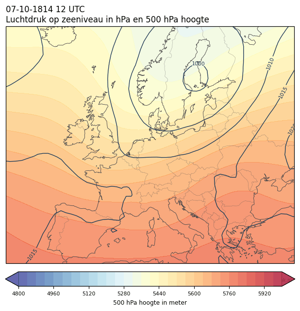 Weerkaart van 7 oktober 1814 om 12 UTC