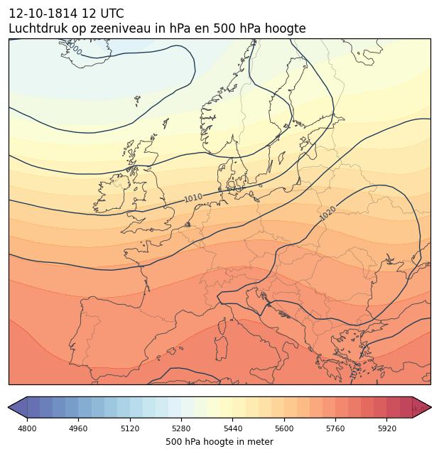 Weerkaart van 12 oktober 1814 om 12 UTC