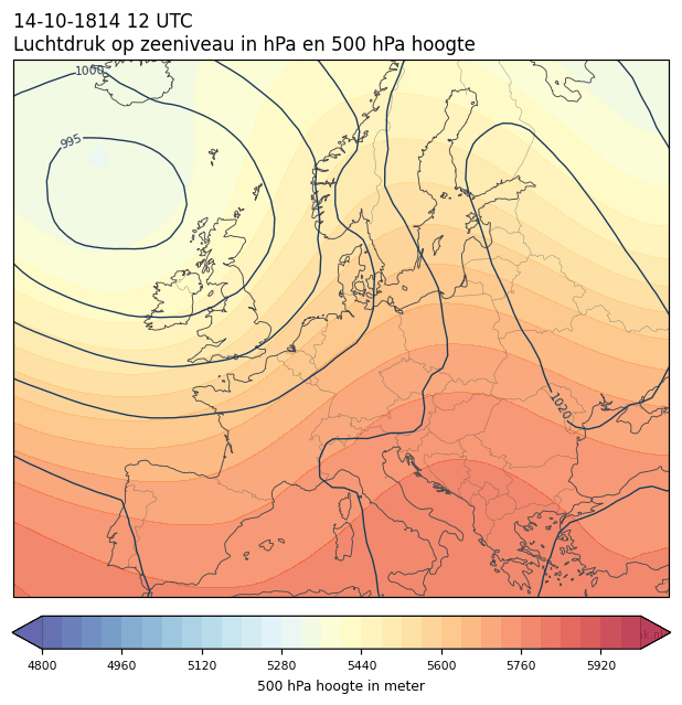 Weerkaart van 14 oktober 1814 om 12 UTC