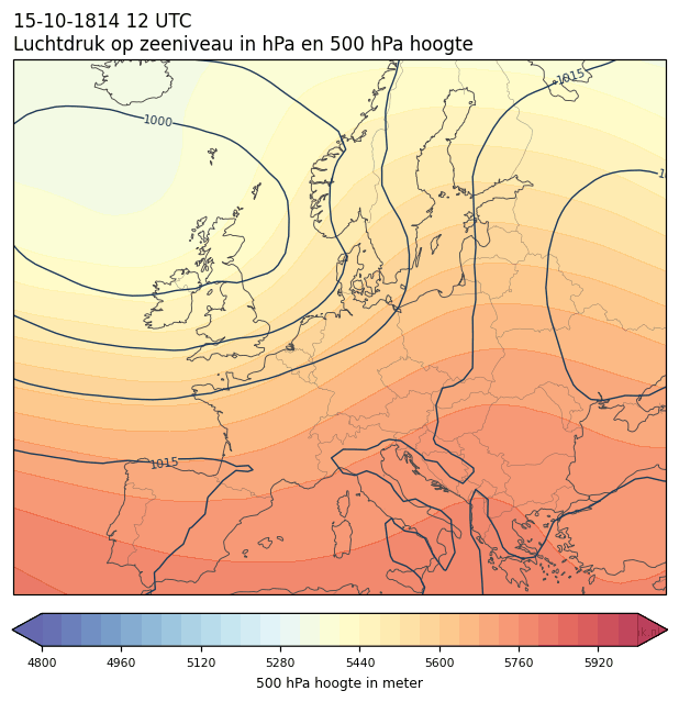 Weerkaart van 15 oktober 1814 om 12 UTC