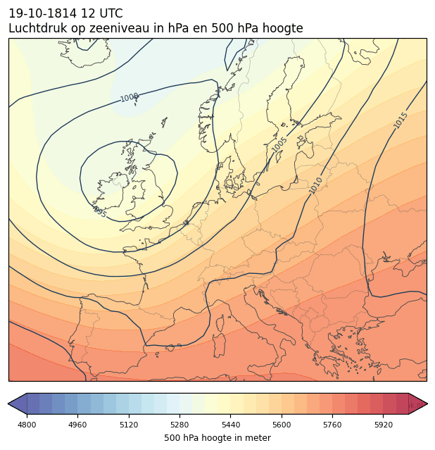 Weerkaart van 19 oktober 1814 om 12 UTC