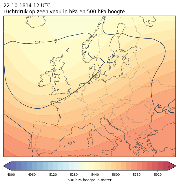 Weerkaart van 22 oktober 1814 om 12 UTC