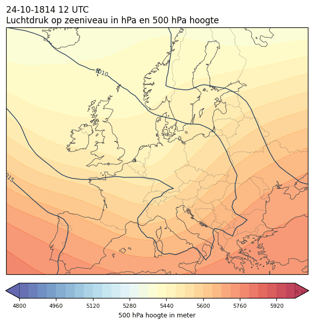 Weerkaart van 24 oktober 1814 om 12 UTC