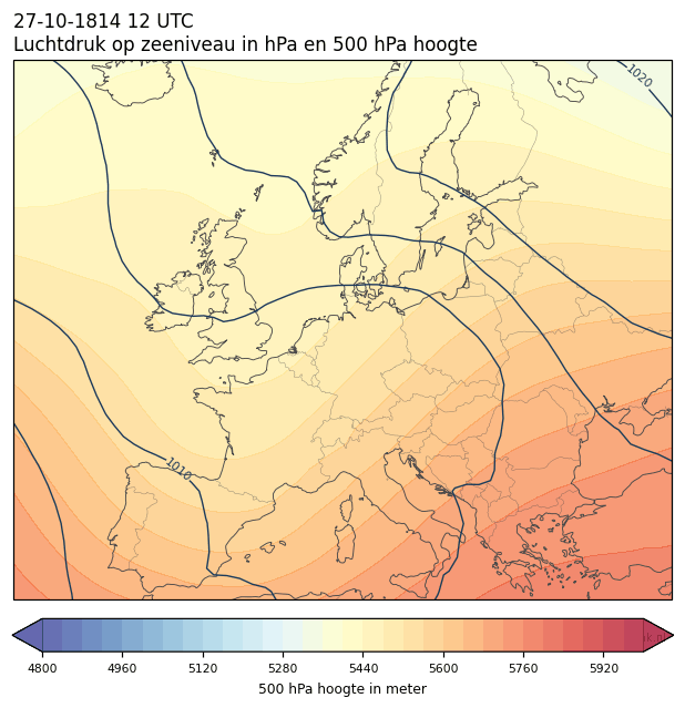 Weerkaart van 27 oktober 1814 om 12 UTC