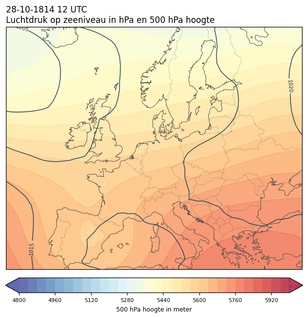 Weerkaart van 28 oktober 1814 om 12 UTC