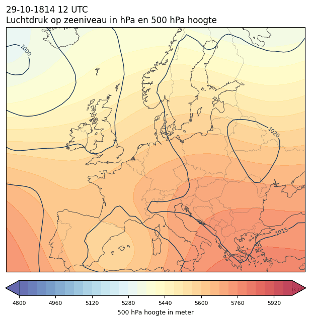 Weerkaart van 29 oktober 1814 om 12 UTC