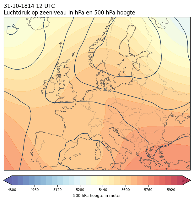 Weerkaart van 31 oktober 1814 om 12 UTC