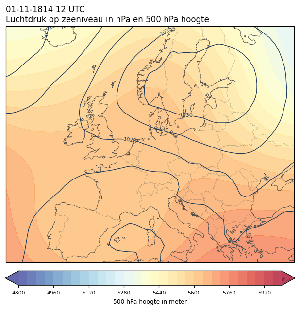 Weerkaart van 1 november 1814 om 12 UTC