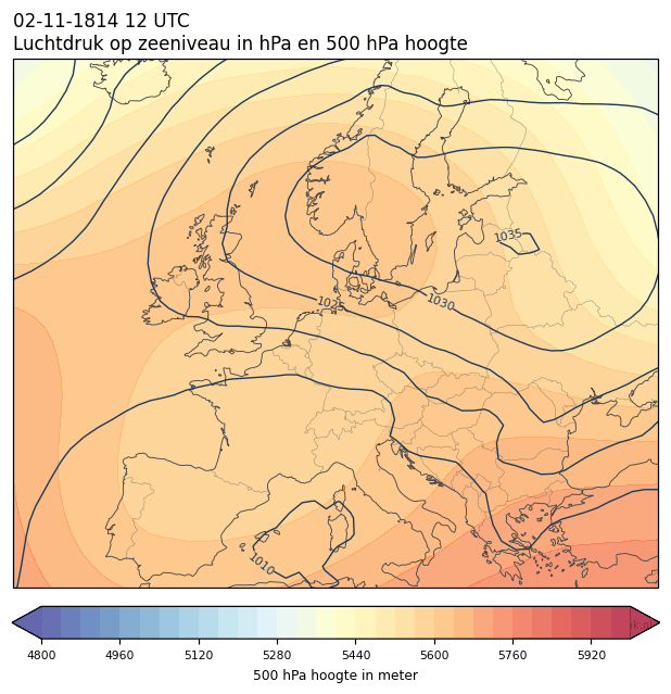 Weerkaart van 2 november 1814 om 12 UTC