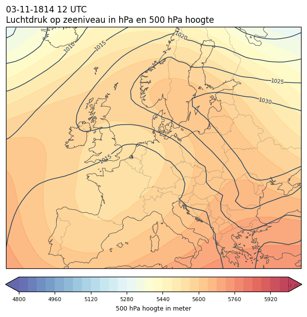 Weerkaart van 3 november 1814 om 12 UTC