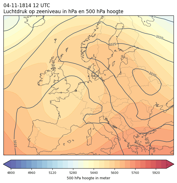 Weerkaart van 4 november 1814 om 12 UTC