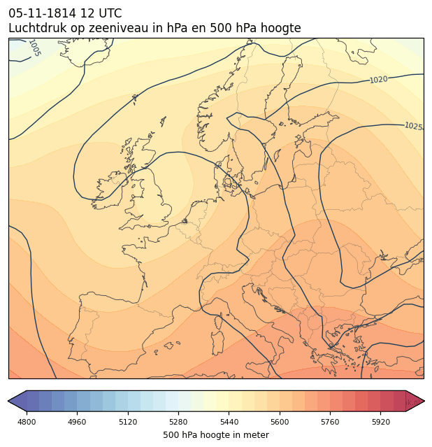 Weerkaart van 5 november 1814 om 12 UTC