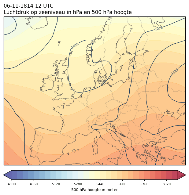 Weerkaart van 6 november 1814 om 12 UTC