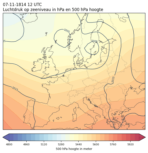 Weerkaart van 7 november 1814 om 12 UTC