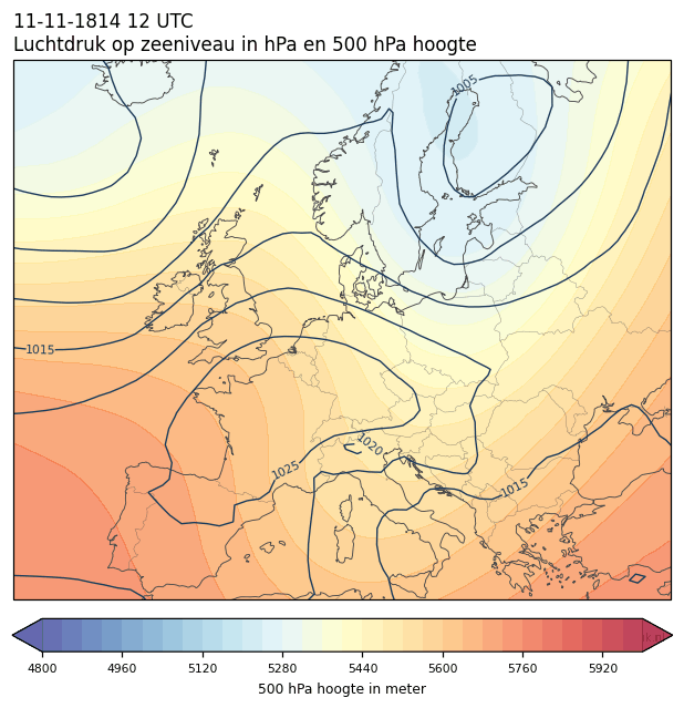 Weerkaart van 11 november 1814 om 12 UTC