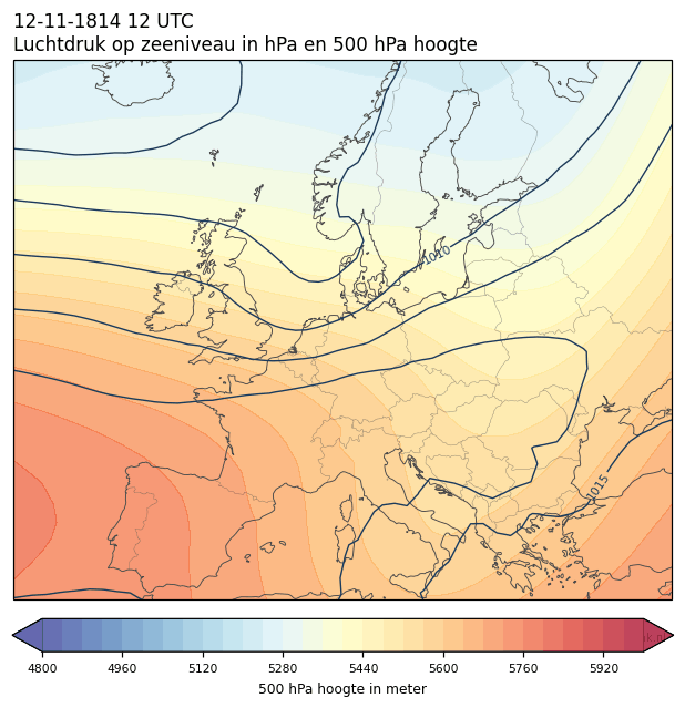 Weerkaart van 12 november 1814 om 12 UTC
