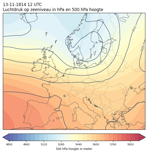 Weerkaart van 13 november 1814 om 12 UTC