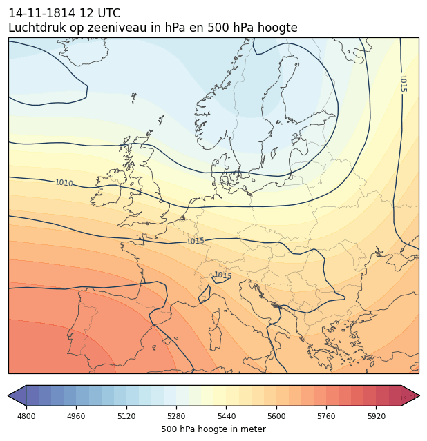 Weerkaart van 14 november 1814 om 12 UTC