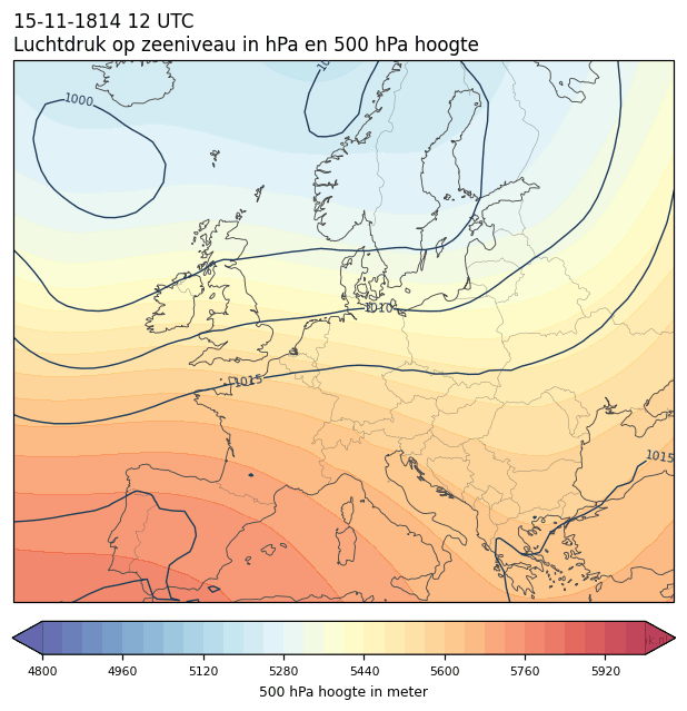 Weerkaart van 15 november 1814 om 12 UTC