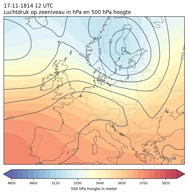 Weerkaart van 17 november 1814 om 12 UTC