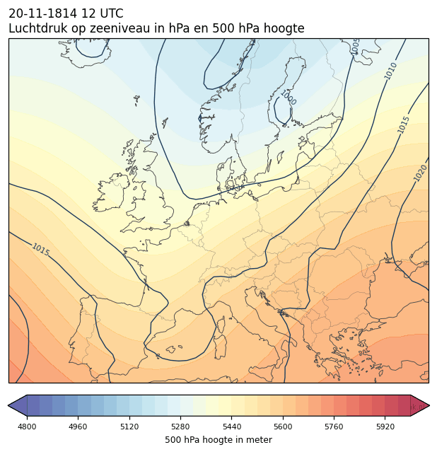 Weerkaart van 20 november 1814 om 12 UTC