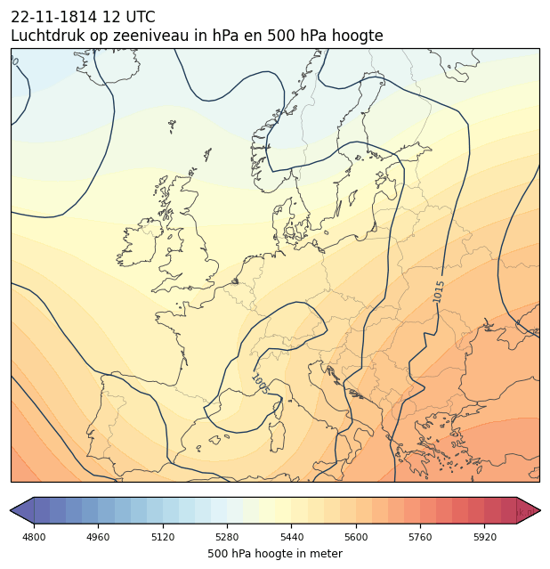 Weerkaart van 22 november 1814 om 12 UTC