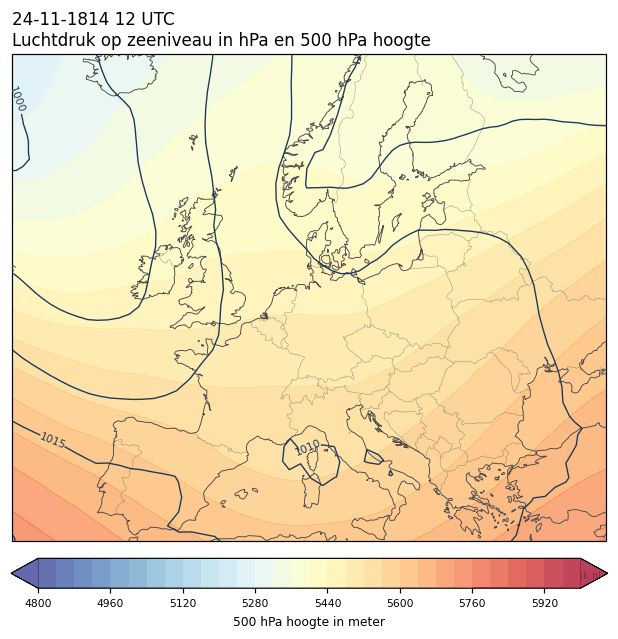 Weerkaart van 24 november 1814 om 12 UTC